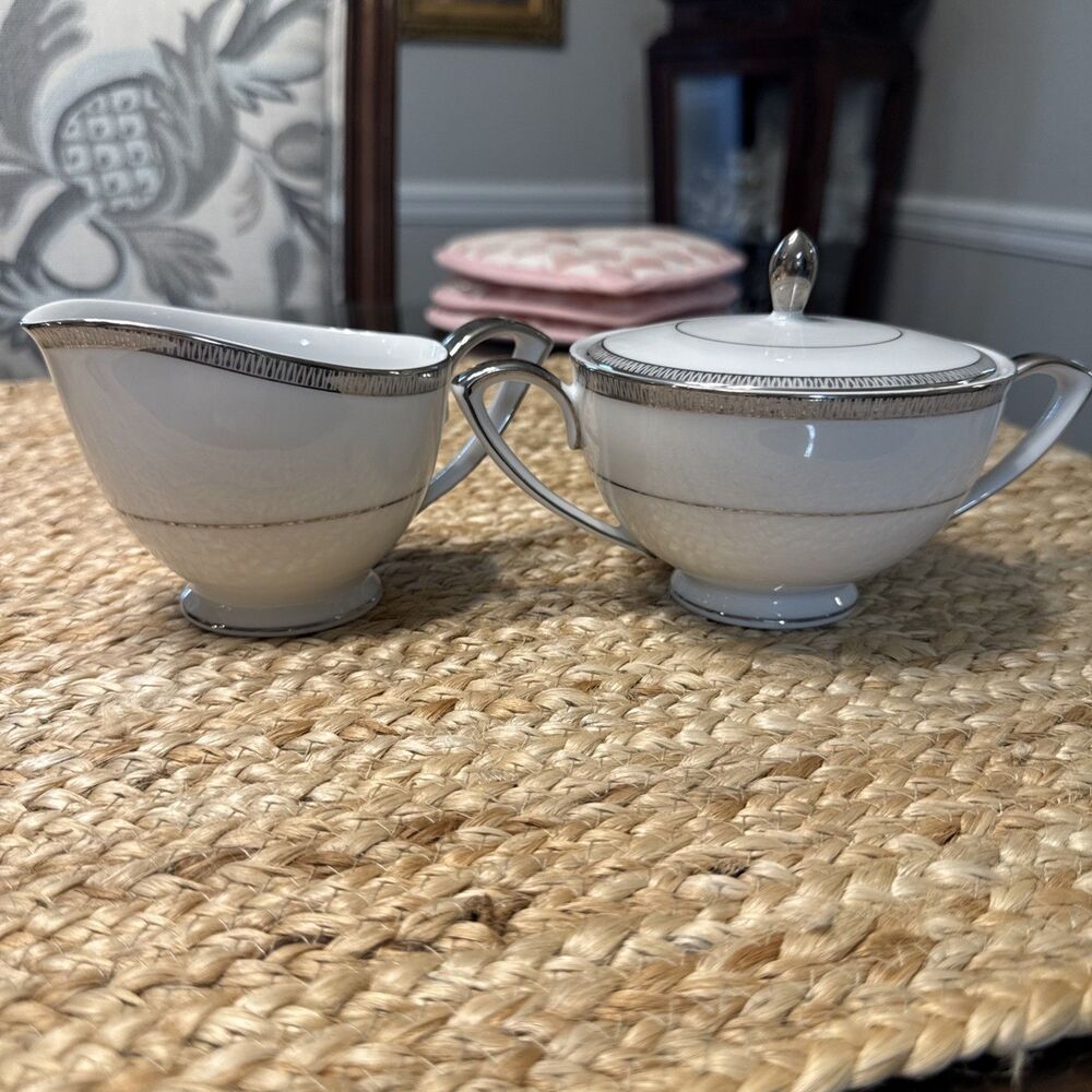 Mikasa Barclay Pattern Creamer & Sugar Discontinued